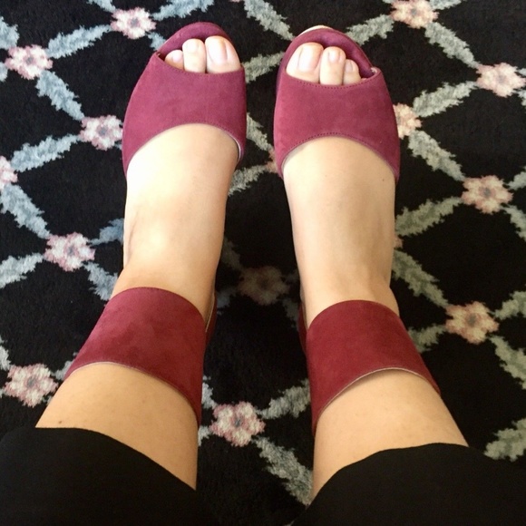 WALTER STEIGER Tilly Suede Platform Wedges Plum - Picture 2 of 8